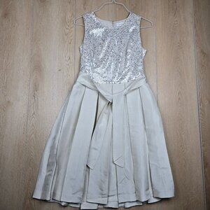 Vintage Calvin Klein Sequin Cocktail Silk Dress - Size 8